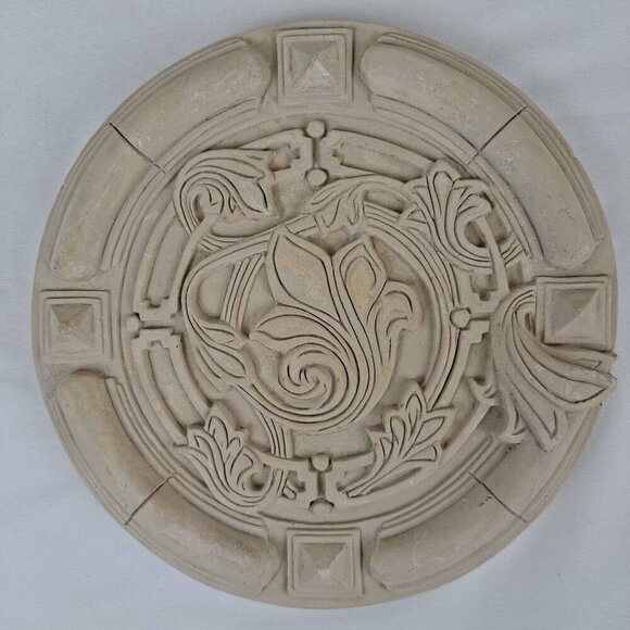 Handmade Vintage Ceramic Wall Hanging Cream Color 3D Relief Hangers on Back - Picture 7 of 11